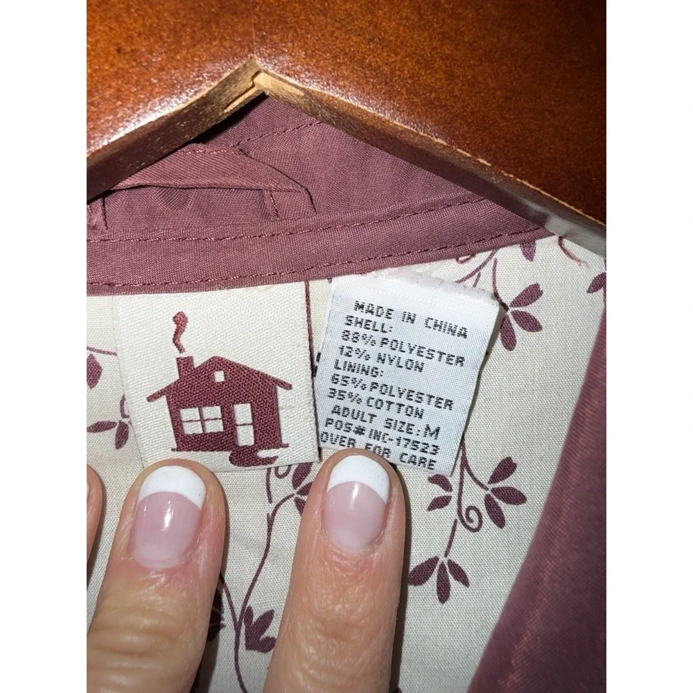Women's Sz M Medium Quilted Burgundy Jacket Homegrown Fisherman's‎ Button